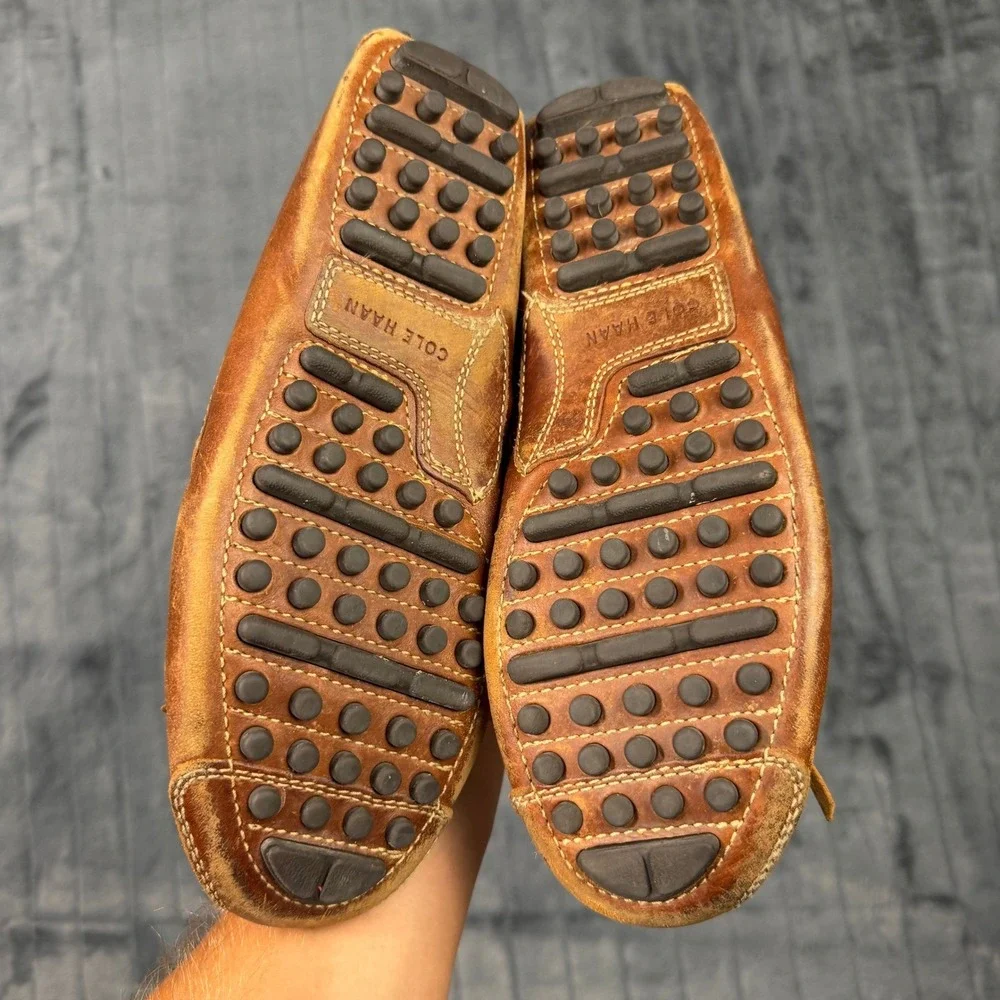 Cole Haan Gunnison Driver Loafers Mens 8.5D Tan Leather Shoes 13215